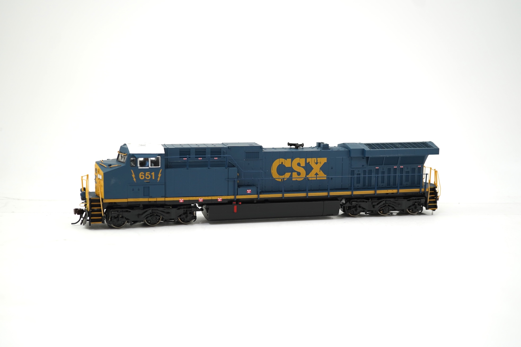 A boxed HO gauge Broadway Limited Paragon 2 Series (2128) model of CSX GE AC6000, 651, Co-Co diesel locomotive, powered for two rail operation.